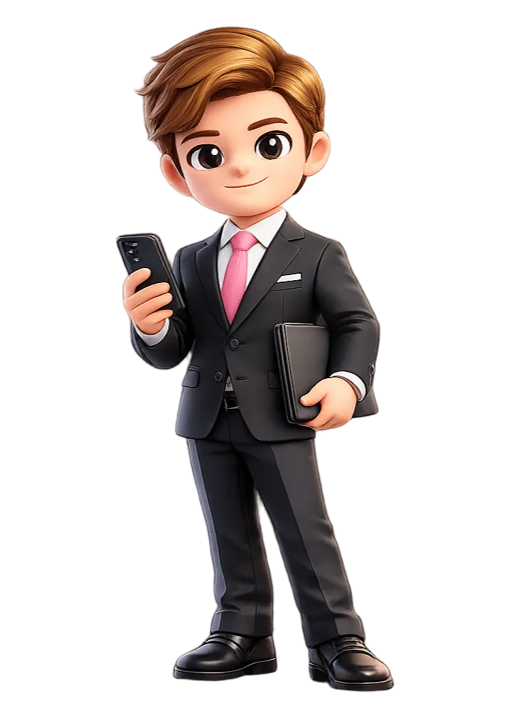 Storefront operator holding a phone and product folder